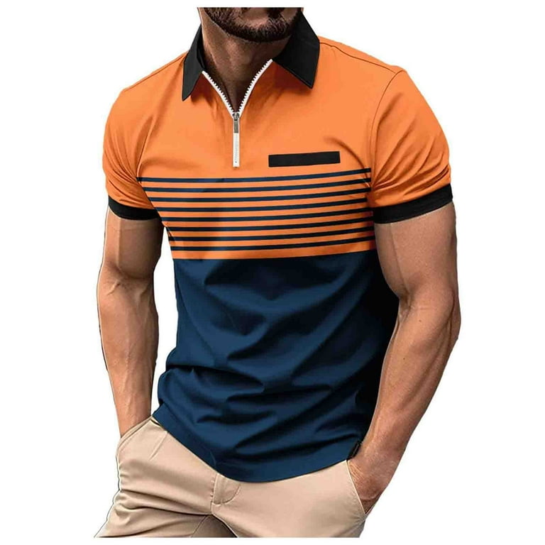 Slim Fit Polo Shirts For Men Zipper Button Pullover Tops Short Sleeve Graphic Basic Lightweight Collared Shirts Walmart