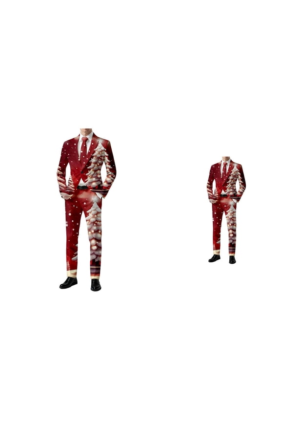 Slim Fit Printed Blazer and Pants 2 Piece Suit, Mens Heart Valentine's Day Love Formal Two Piece with Trousers for Business Wedding Party Evening Event Modern Tailored Fit