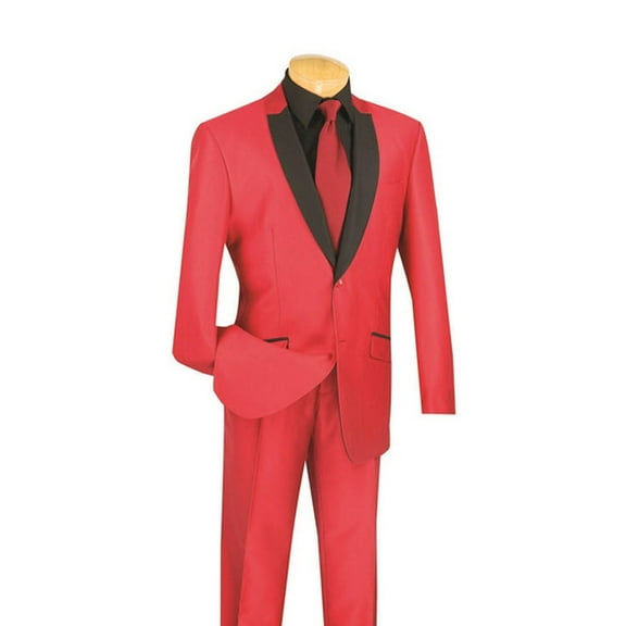 Slim Fit Prom Suit by Vinci Flashy Mens Shiny Red S2PS-1