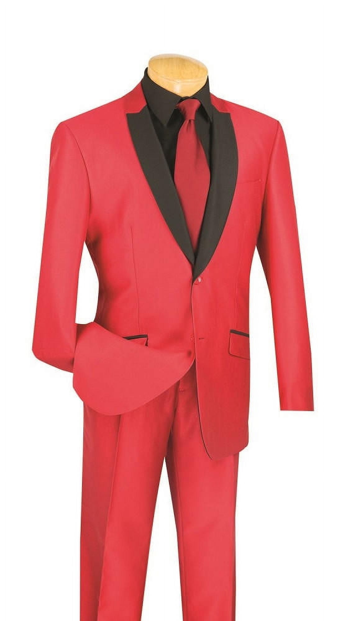 Slim Fit Prom Suit by Vinci Flashy Mens Shiny Red S2PS1