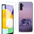 thumbnail image 1 of Slim-Fit Protective Fashion Phone Case (Black) for Samsung Galaxy A13 5G, with Tempered Glass Screen Protector, by OneToughShield ® - Twilight Elephant, 1 of 3