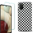 thumbnail image 1 of Slim-Fit Protective Fashion Phone Case (Black) for Samsung Galaxy A03s, with Tempered Glass Screen Protector, by OneToughShield ® - Checker B/W, 1 of 4