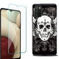 thumbnail image 1 of Slim-Fit Protective Fashion Phone Case (Black) for Samsung Galaxy A03s, with Tempered Glass Screen Protector, by OneToughShield ® - Grunge Skull, 1 of 4