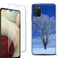 thumbnail image 1 of Slim-Fit Protective Fashion Phone Case (Black) for Samsung Galaxy A03s, with Tempered Glass Screen Protector, by OneToughShield ® - Snowing Tree, 1 of 4