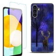 thumbnail image 1 of Slim-Fit Protective Fashion Phone Case (Black) for Samsung Galaxy A13 5G, with Tempered Glass Screen Protector, by OneToughShield ® - Midnight Deer, 1 of 3