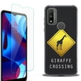 thumbnail image 1 of Slim-Fit Protective Phone Case (Black) compatible with Motorola Moto G Pure 5G, with Tempered Glass Screen Protector, by OneToughShield ® - Road Sign Giraffe, 1 of 3