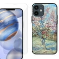thumbnail image 1 of Slim-Fit Protective Phone Case (Black) compatible with iPhone 12 / iPhone 12 Pro, with Tempered Glass Screen Protector, by OneToughShield ® - Blossom Tree, 1 of 3