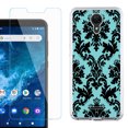 thumbnail image 1 of Slim-Fit Protective Phone Case compatible with Cricket Icon 2, with Tempered Glass Screen Protector, by OneToughShield ® - Victorian Blue/Black, 1 of 2