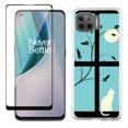 thumbnail image 1 of Slim-Fit Protective Phone Case compatible with Motorola Moto One 5G UW, with Tempered Glass Screen Protector, by OneToughShield ® - Moon/Cat, 1 of 3
