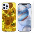 thumbnail image 1 of Slim-Fit Protective Phone Case compatible with iPhone 12 Pro Max, with Tempered Glass Screen Protector, by OneToughShield ® - Sunflower, 1 of 3