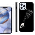 thumbnail image 1 of Slim Fit Protective Phone Case for Apple iPhone 12 / iPhone 12 Pro, with Tempered Glass Screen Protector, by OneToughShield ® - Dolphin Music, 1 of 3