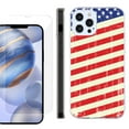 thumbnail image 1 of Slim Fit Protective Phone Case for Apple iPhone 12 / iPhone 12 Pro, with Tempered Glass Screen Protector, by OneToughShield ® - Flag / USA, 1 of 3
