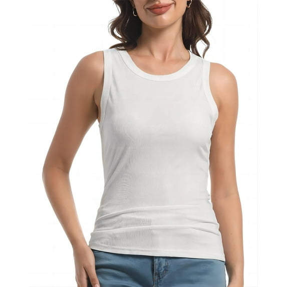 Slim Fit Ribbed Racerback Blouses, Women Tank Tops, Sleeveless Basic Cami Shirt