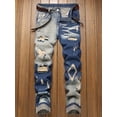 thumbnail image 1 of Slim Fit Ripped Jeans, Men's Casual Street Style Distressed Jeans, 1 of 10