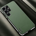 thumbnail image 1 of Slim Fit for Samsung Galaxy S24 Case for Women Men, PU Leather Camera Lens Protection Luxury Plating Frame Support Wireless Charging Full Protective Phone Case for S24, Green, 1 of 5