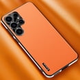 thumbnail image 1 of Slim Fit for Samsung Galaxy S24 Plus Case for Women Men, PU Leather Camera Lens Protection Luxury Plating Frame Support Wireless Charging Full Protective Phone Case for S24 Plus, Orange, 1 of 5
