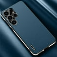 thumbnail image 1 of Slim Fit for Samsung Galaxy S25 Ultra Case for Women Men, PU Leather Camera Lens Protection Luxury Plating Frame Support Wireless Charging Full Protective Phone Case for S25 Ultra, Blue, 1 of 5