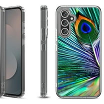 Shockproof Protective Phone Case Cover for Samsung Galaxy S25 FE, by OneToughShield - Peacock Feather