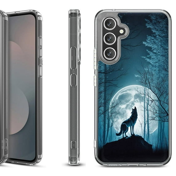 Shockproof Protective Phone Case Cover for Samsung Galaxy S25 FE, by OneToughShield - Wolf Moon