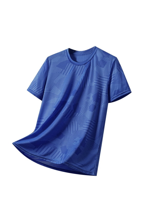 Slim Fit Shirts for Men Workout Athletic Training Wear Summer Men's Large Size Sports Leisure Outdoor Running Fitness Round Neck Short Sleeved T Shirt