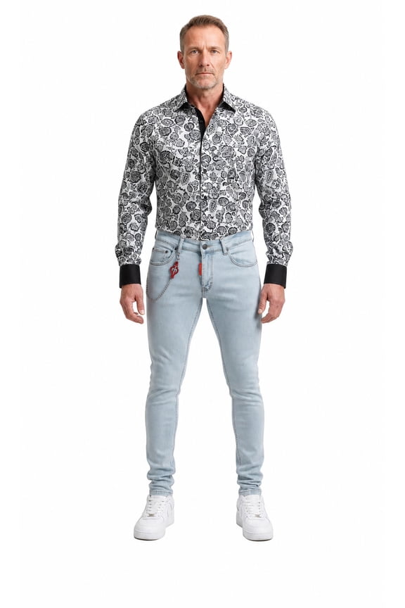 Slim Fit Skinny Jeans for Men - BLEACHED, 36