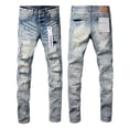 thumbnail image 1 of Slim Fit Stretch Jeans Ripped Skinny Jeans for Men, Distressed Straight Leg Fashion Comfort Flex Waist Jeans, 1 of 10