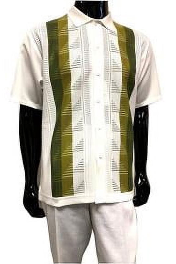 White Olive Green Walking Suit Knit Front 6322 Size L, XL