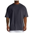thumbnail image 1 of Slim Fit T-Shirts for Men V Neck Casual Athletic Tops Male Summer Pure Cotton Oversized Shirt Solid Color Large Size Short Sleeve Round Shoulder Sleeve Top, 1 of 5