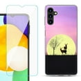 thumbnail image 1 of Slim-Fit TPU Fashion Phone Case for Samsung Galaxy A13 5G, with Tempered Glass Screen Protector, by OneToughShield ® - Moonlight Deer, 1 of 3