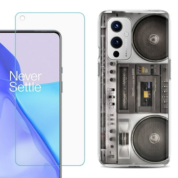 Slim-Fit TPU Phone Case Compatible with OnePlus 9 5G, with Tempered Glass Screen Protector, by OneToughShield ® - Boombox