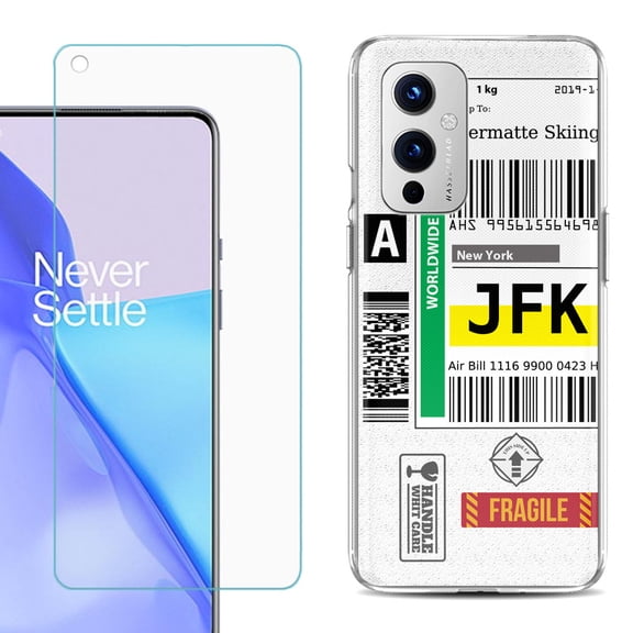 Slim-Fit TPU Phone Case Compatible with OnePlus 9 5G, with Tempered Glass Screen Protector, by OneToughShield ® - Mail / New York