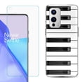 thumbnail image 1 of Slim-Fit TPU Phone Case Compatible with OnePlus 9 5G, with Tempered Glass Screen Protector, by OneToughShield ® - Piano Design, 1 of 4