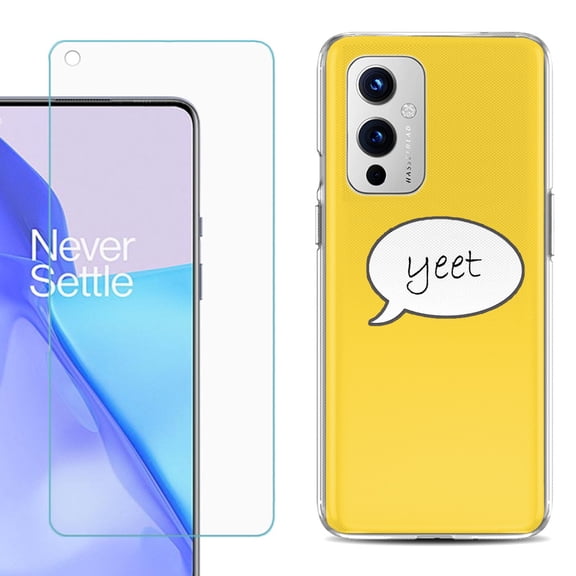 Slim-Fit TPU Phone Case Compatible with OnePlus 9 5G, with Tempered Glass Screen Protector, by OneToughShield ® - Yeet