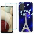 thumbnail image 1 of Slim-Fit TPU Phone Case compatible with Samsung Galaxy A32 5G, with Tempered Glass Screen Protector, by OneToughShield ® - Eiffel Tower Stars, 1 of 2
