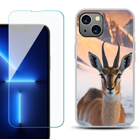 Slim-Fit TPU Phone Case for iPhone 14 Plus, with Tempered Glass Screen Protector, by OneToughShield ® - Gazelle