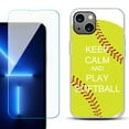 thumbnail image 1 of Slim-Fit TPU Phone Case for iPhone 14 Plus, with Tempered Glass Screen Protector, by OneToughShield ® - Keep Calm Softball, 1 of 4