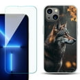 thumbnail image 1 of Slim-Fit TPU Phone Case for iPhone 14 Plus, with Tempered Glass Screen Protector, by OneToughShield ® - Wolf Autumn, 1 of 4