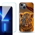 thumbnail image 1 of Slim-Fit TPU Phone Case for iPhone 14, with Tempered Glass Screen Protector, by OneToughShield ® - Tiger Cub, 1 of 4