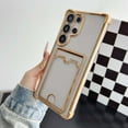 thumbnail image 1 of Slim Fit TPU Wallet Case Compatible with Samsung Galaxy S25 Ultra, Luxury Clear Protective Drop Resistant with Plating Bumper Frame, Cute Credit Card Holder Pocket Case, for Galaxy S25 Ultra, Gold, 1 of 8