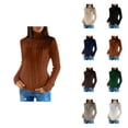 thumbnail image 1 of Slim Fit Turtleneck Pullover Sweater for Women – Soft Cable Knit Long Sleeve Twist Detail Top, Solid Color Casual Comfortable Fall Winter Everyday Wear, 1 of 5