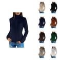 thumbnail image 1 of Slim Fit Turtleneck Pullover Sweater for Women – Soft Cable Knit Long Sleeve Twist Detail Top, Solid Color Casual Comfortable Fall Winter Everyday Wear, 1 of 5