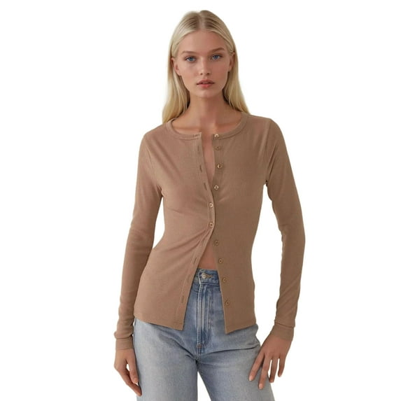 Slim Fit V-Neck Long Sleeve Top
