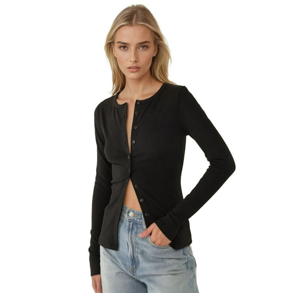 Slim Fit V-Neck Long Sleeve Top