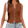 thumbnail image 1 of Slim Fit Women Sleeveless Button Down Knit Tank Tops, 1 of 7