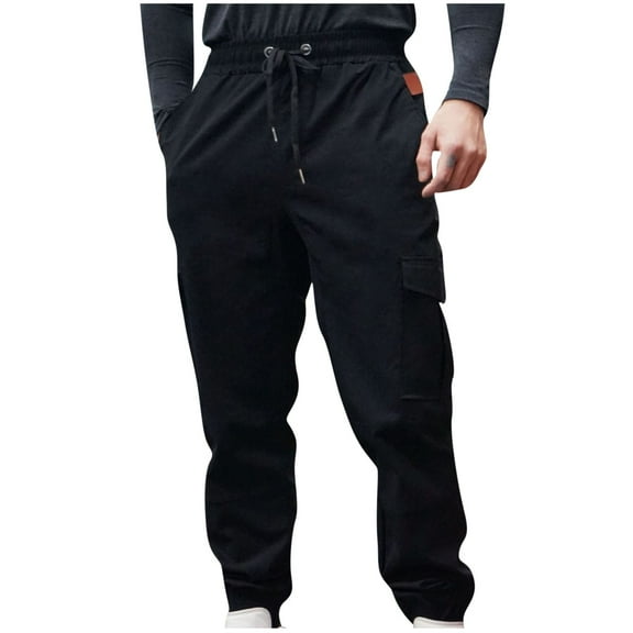 Slim Fit Work Jogger Pants for Men Stretch Twill Cotton Cargo Joggers Sweatpants Elastic Waist Cargo Hiking Pants
