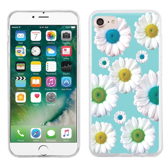Slim-Fit case for Apple iPhone 8, OneToughShield ® TPU Gel Protector Phone Case - Daisy/Teal