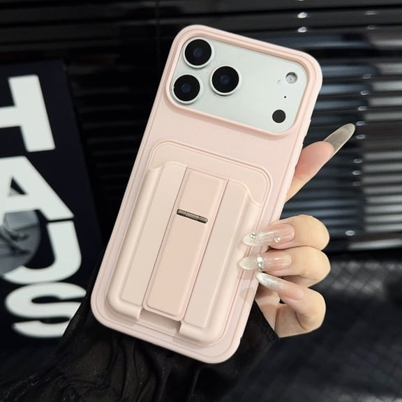 Slim Fit for iPhone 16 Plus Case with Card Slot & Kickstand, Stylish Matte Shockproof Military-Grade Protective TPU Ultra Slim Lightweight Phone Cover for iPhone 16 Plus, Pink