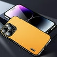 thumbnail image 1 of Slim Fit for iPhone 16 Pro Max Case for Women Men, PU Leather Camera Lens Protection Luxury Plating Frame Support Wireless Charging Full Protective Phone Case for iPhone 16 Pro Max, Yellow, 1 of 9