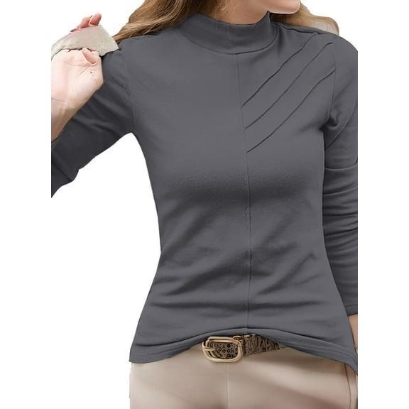 Slim Fitted Long Sleeve Shirts for Women Crewneck Tees Tight Basic Tops