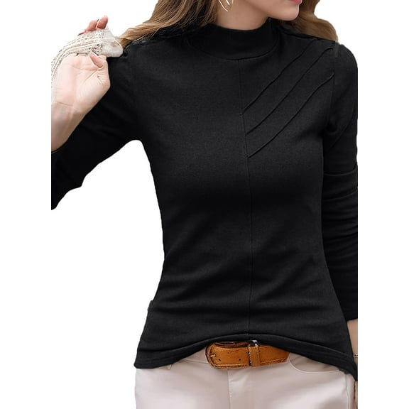 Slim Fitted Long Sleeve Shirts for Women Crewneck Tees Tight Basic Tops